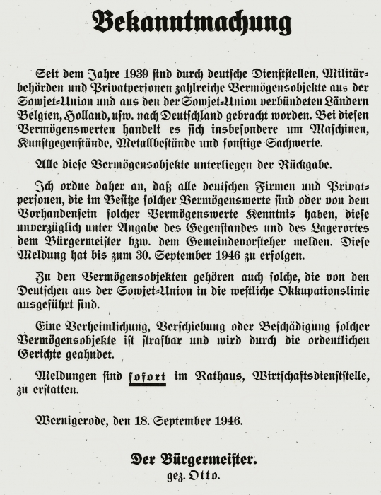 Bekanntmachung
© Stadtarchiv Wernigerode 