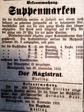 Suppenmarken 1916
- Stadtarchiv Wernigerode