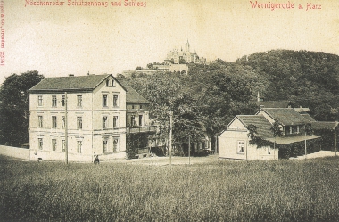 Nöschenröder Schützenhaus am Eingang zum Zwölfmorgental um 1900<br>- gemeinfrei